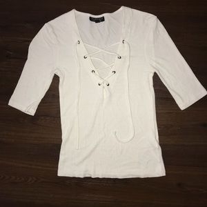 TOPSHOP Lace-up White top